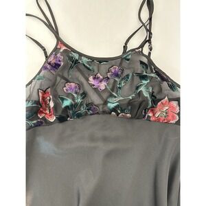Y2K S Black SheerVelvet Burnout Top Shiny Satin Slip Dress Midi Fairy Whimsigoth